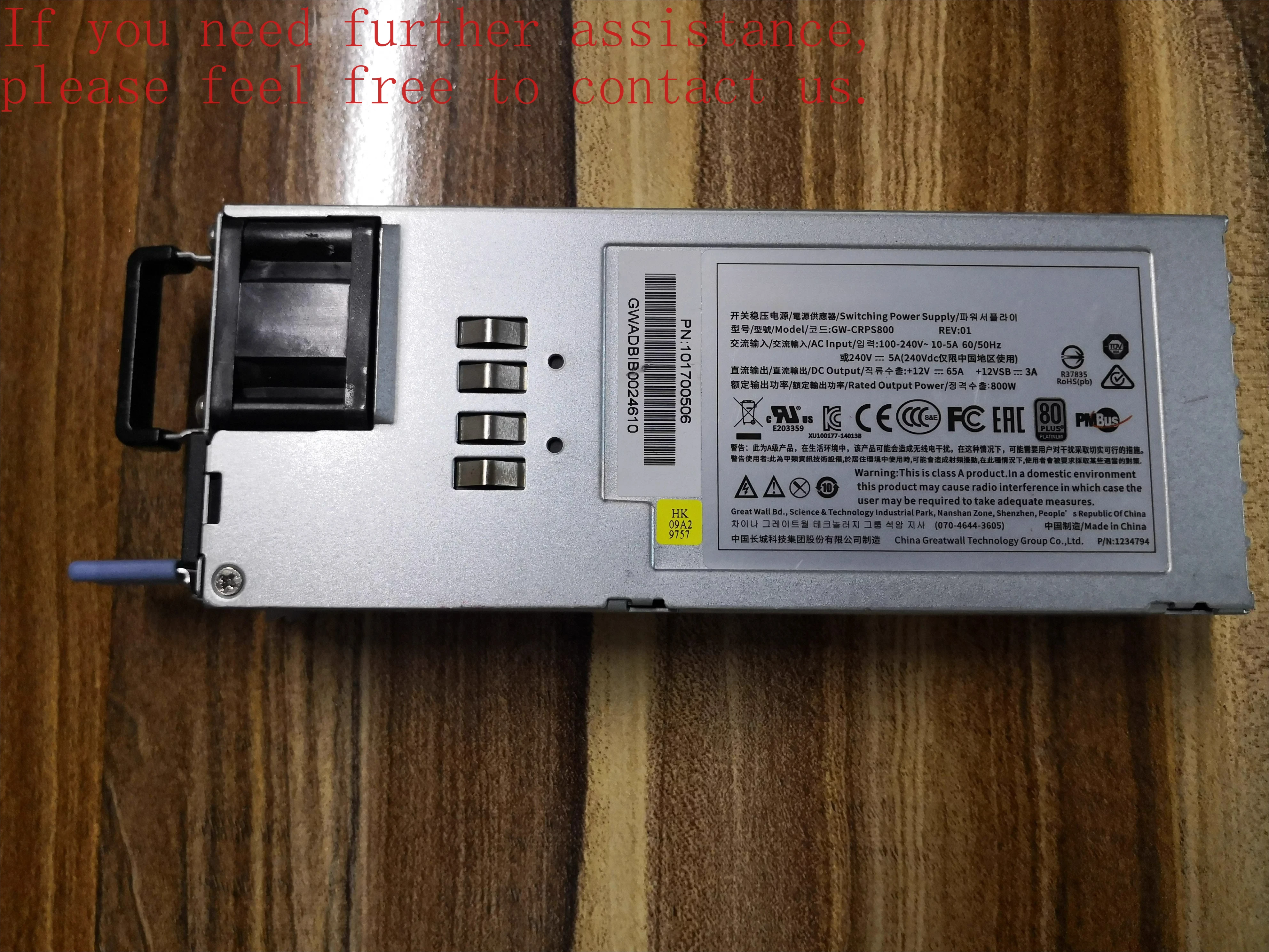 

Для сервера Inspur SA5212M4, модуль резервного питания Great Wall GW-CRPS800 мощностью 800 Вт