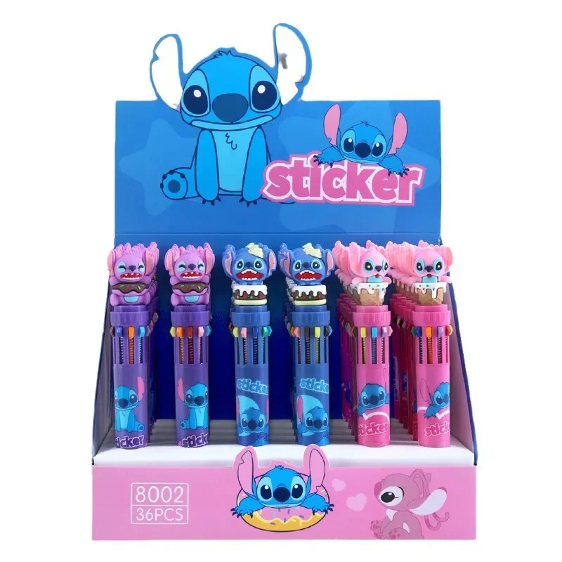 

Disney Stitch 6/36pcs Ballpoint Pen Cartoon 10 Color Marker 0.7Kids Graffiti Multicolor Hand-held Pen Students Learn Stationery