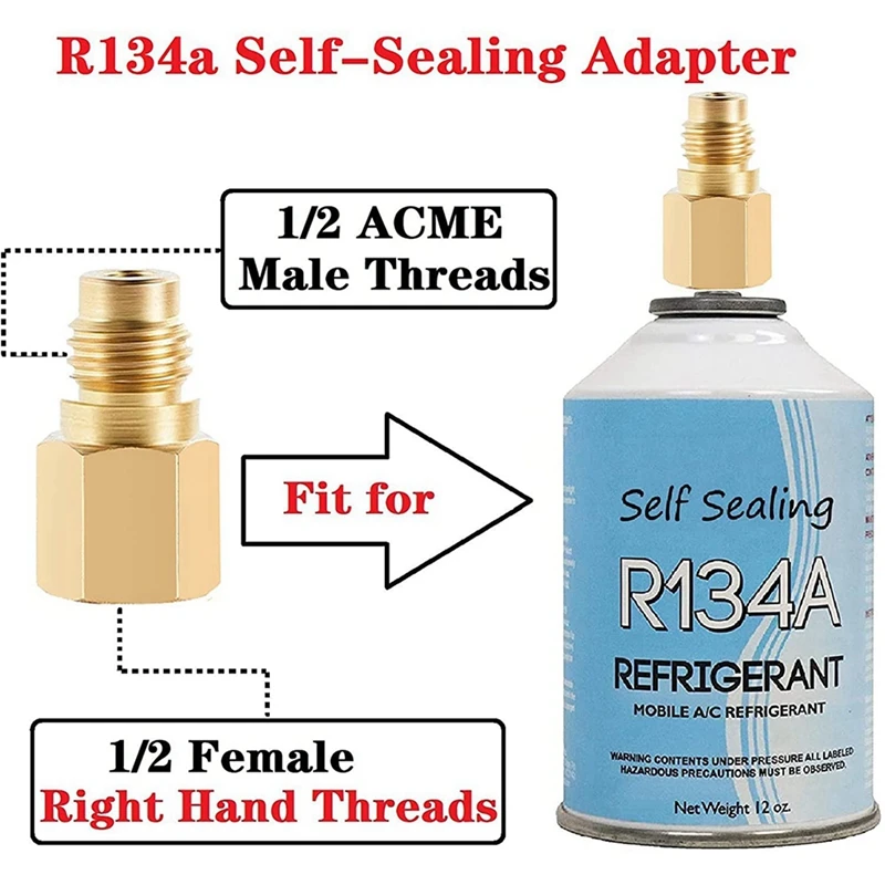 2X R134A Refrigerator Freon Recharge Hose Kit, R134A AC Refrigerant Charging Hose Gauge, Piercing Valve Hose Refrigerant