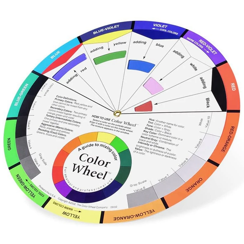 Color Mixing Guides for Blending Painting, Creative Wheel, Learning Guide, Art Teaching Tool, 2Set, 9in