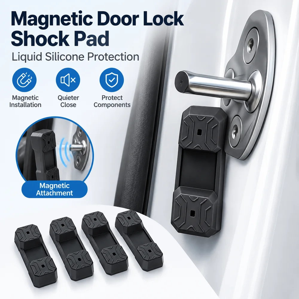 4pcs Silicone Magnetic Car Door Shock Absorber Shock Absorbing Sound Deadening Door Damper Cushion Universal Anti-Vibration