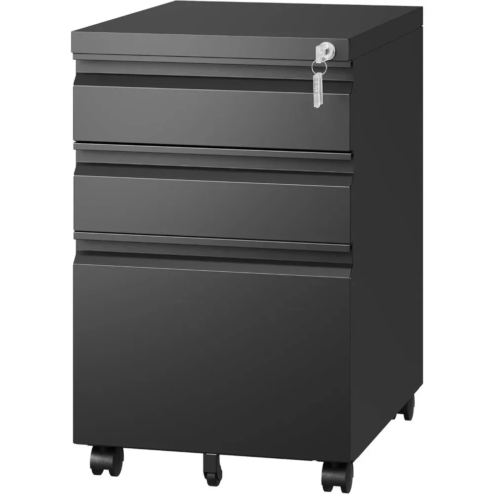 3 Lades Mobiele Archiefkast Met Slot, Onder Bureau Metalen Archiefkasten Voor Thuiskantoor Organizer Letters/Legal/A4