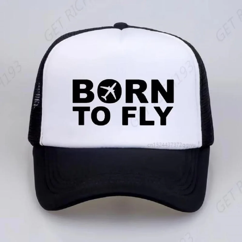 

New Summer Born To Fly Captain Stripes Baseball Hats For Unisex Beach Foldable Cap Summer Breathable Mesh Trucker Hat