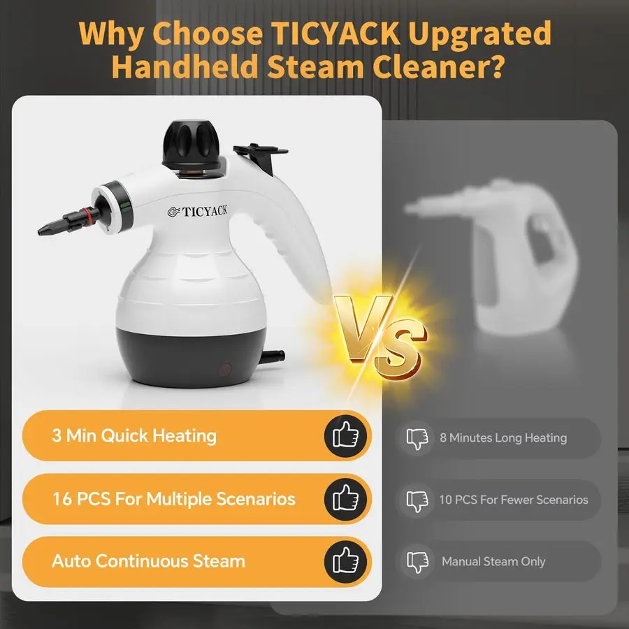 Cleaner, Handheld Steam Cleaner for Home, 16Piece Steam Cleaner Kit with Automatic Steam Switch, Steamer for Kitchen, Bathroom,