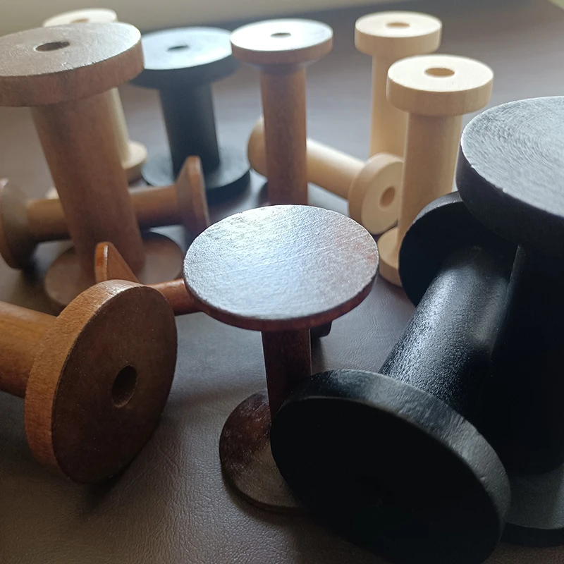 10Pcs/Set Vintage Natural Wooden Spools for Embroidery Sewing Ribbons Twine Wood Crafts Tools Cross Stitch DIY Reels Organizer view 3