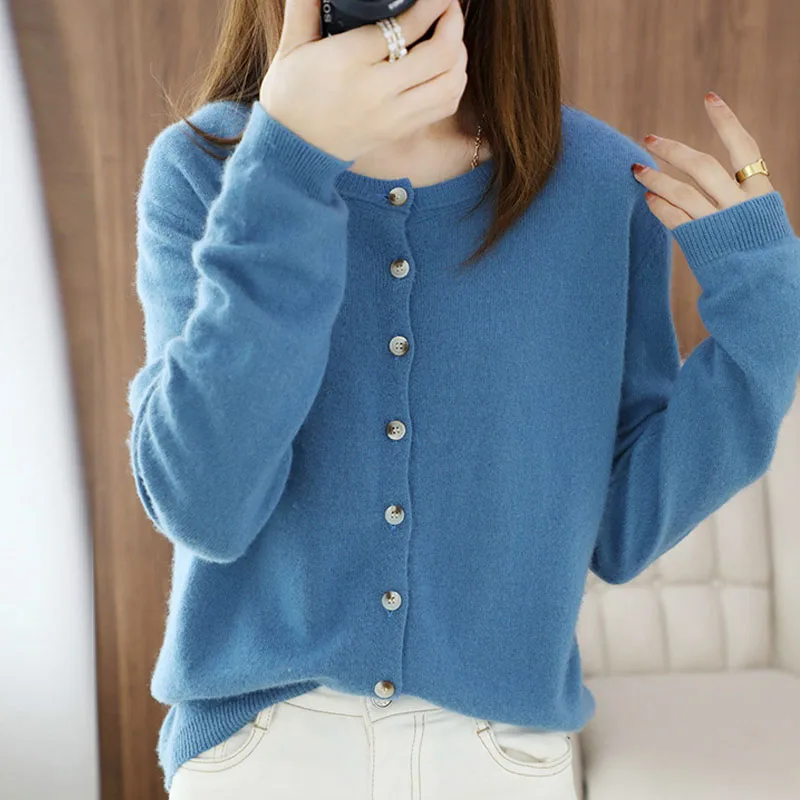 니트웨어 긴 소매 블랙 니트 스웨터 여성 가디건 신상품 O넥 니트 스웨터 가디건 여성 상의 스웨터 여성용 Q2674