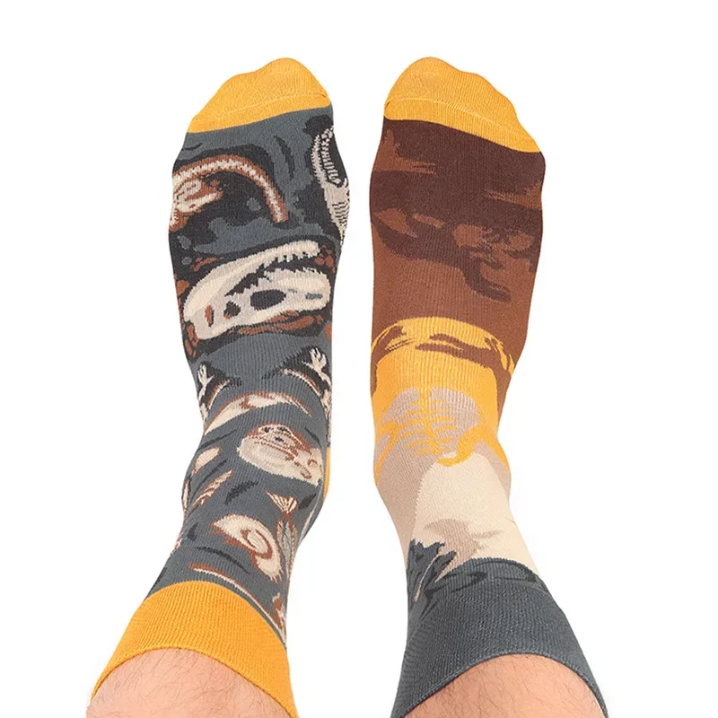 Creative and Fun Cartoon AB Trendy Asymmetric Mandarin Duck Men\'s and Women\'s Cotton Socks Medium High Socks