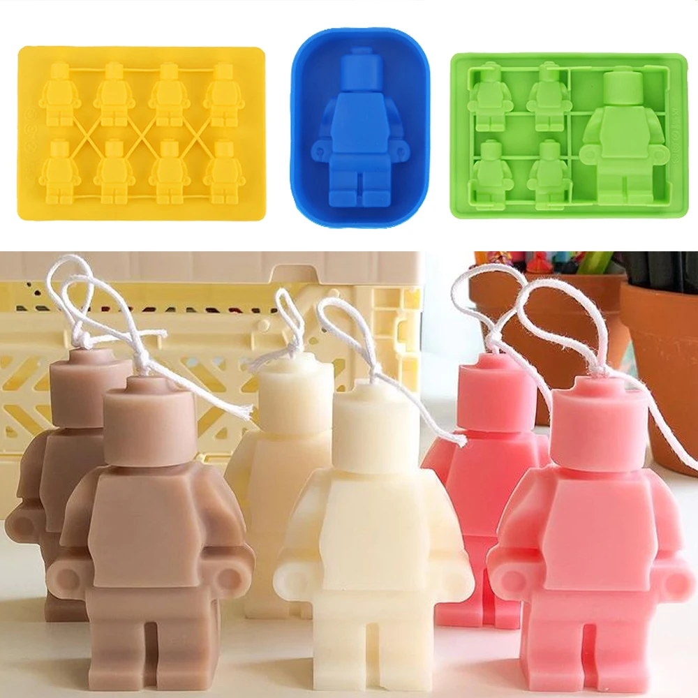 Nowy robot silikonowy blok formy do świec silikonowe formy czekoladowe kostki lodu taca DIY Cupcake Topper kreatywna dekoracja urodzinowa