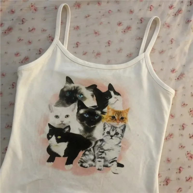 

90s Gothic Aesthetic EMO Girl Punk Y2k Style Tops Street Girl Sexy Hip Hop Sleeveless Off Shoulder Slim Fit Baby Tight Tank Tops