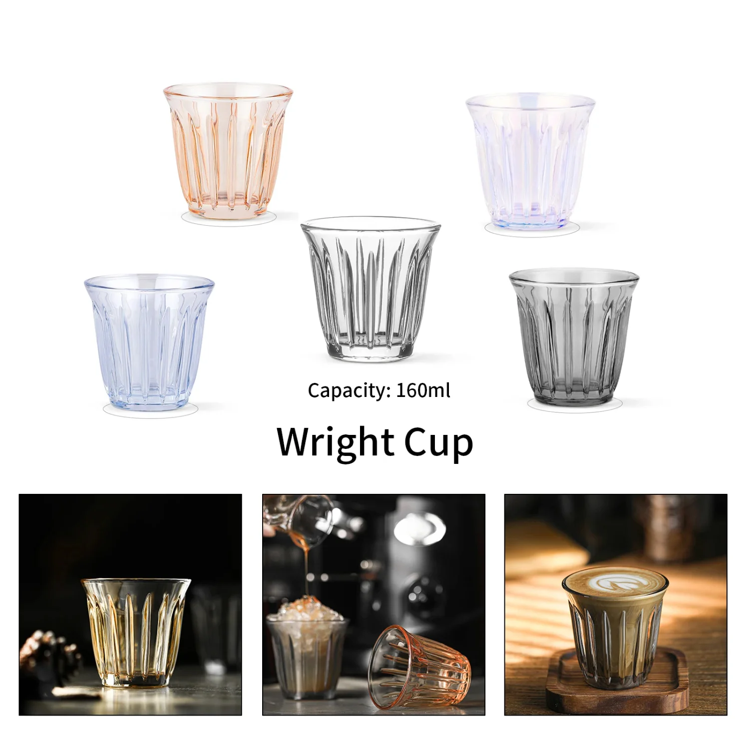 160ml Glass Coffee Cup Art Wine Glasses Office Anti-scald Water Mugs Espresso Cups Chic  Barista Accessories