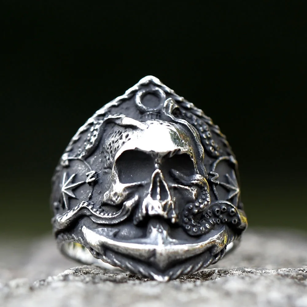 2022 NEW Men's 316L stainless-steel rings skulll ring Motorcycle Band Biker Party compass Jewelry for gift free shipping