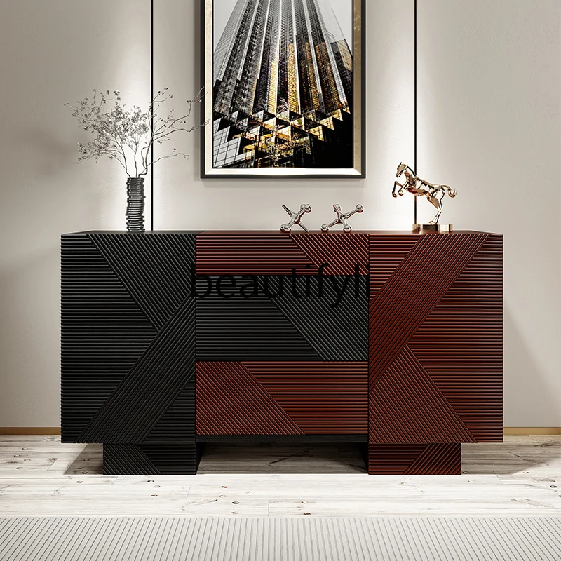 

Light luxury dining side cabinet entry porch cabinet partition shoe cabinet walnut