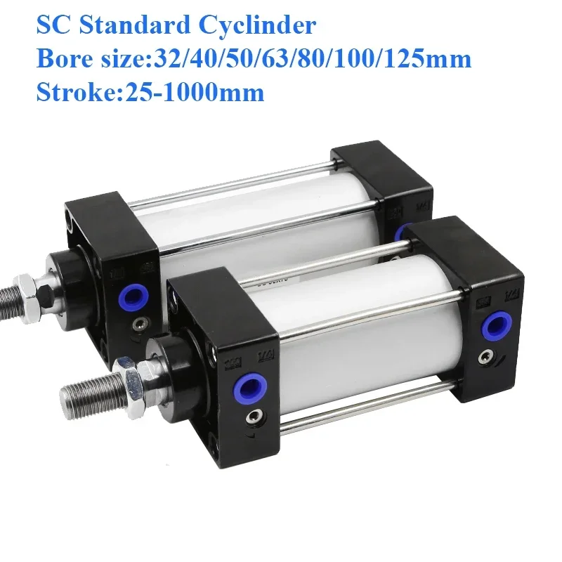 SC Bore 63mm Stroke 25-1000mm Double Acting Aluminum Alloy Standard Air Pneumatic Cylinder Piston Actuator
