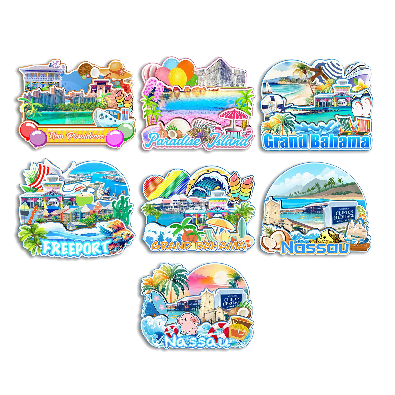 

Nassau Freeport Grand Bahama Paradise Island New Providence Bahamas Fridge Magnet Travel Souvenir Gift Handmade Decorative