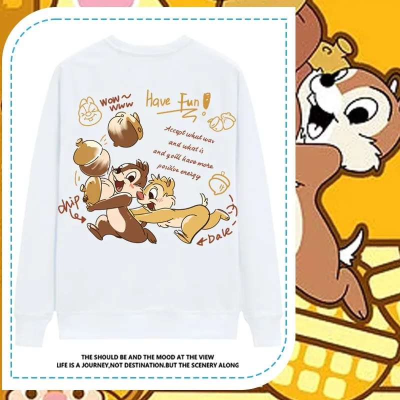 

Disney Chichititi Squirrel Lovers Lovers Long Sleeve T-shirt Cotton Anime Peripheral Clothing Autumn