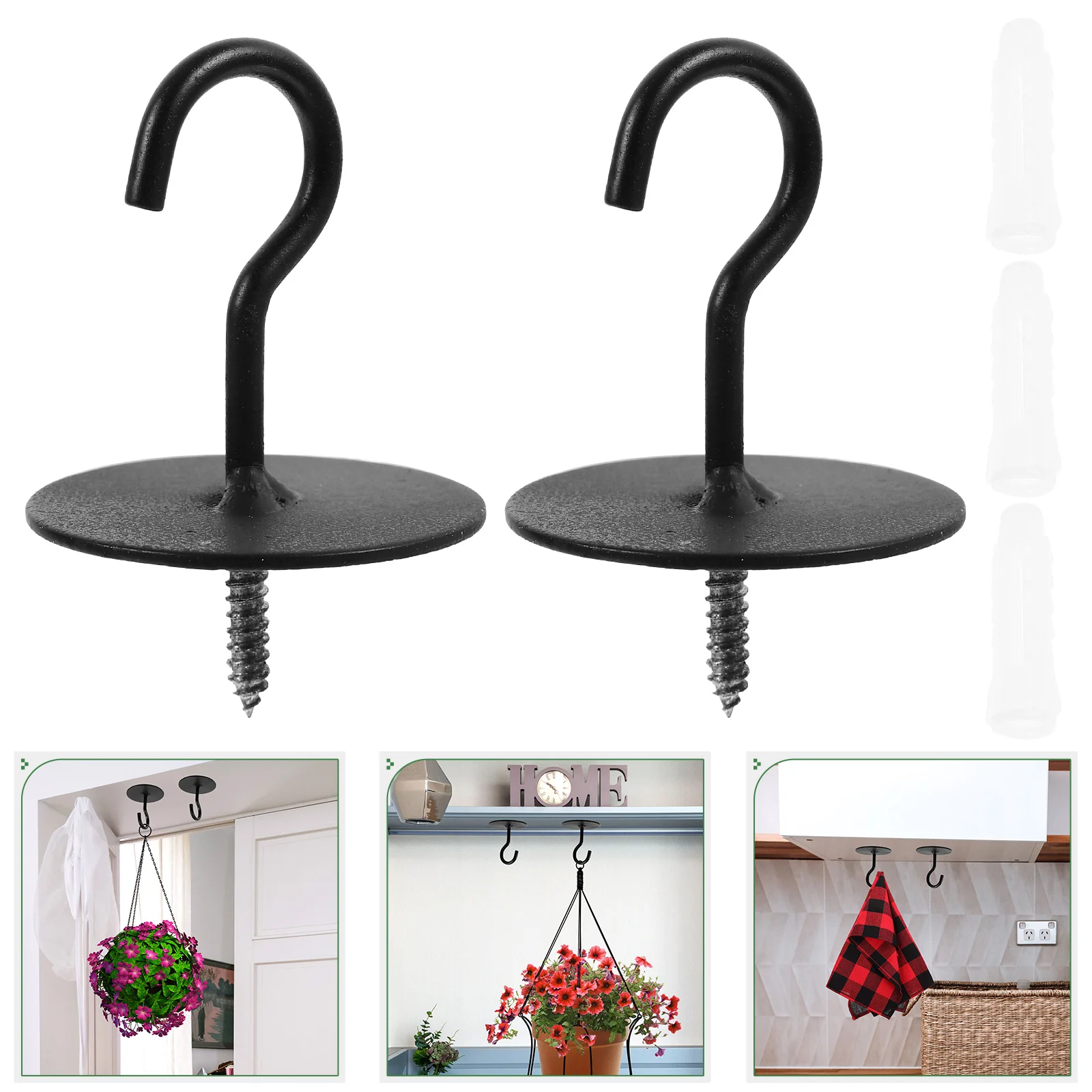 2 Pcs Hook up Ceiling Iron Hanger Heavy Duty Hooks Wall Mount Plant Bracket for Hanging Wrought Wind Chime Lamp