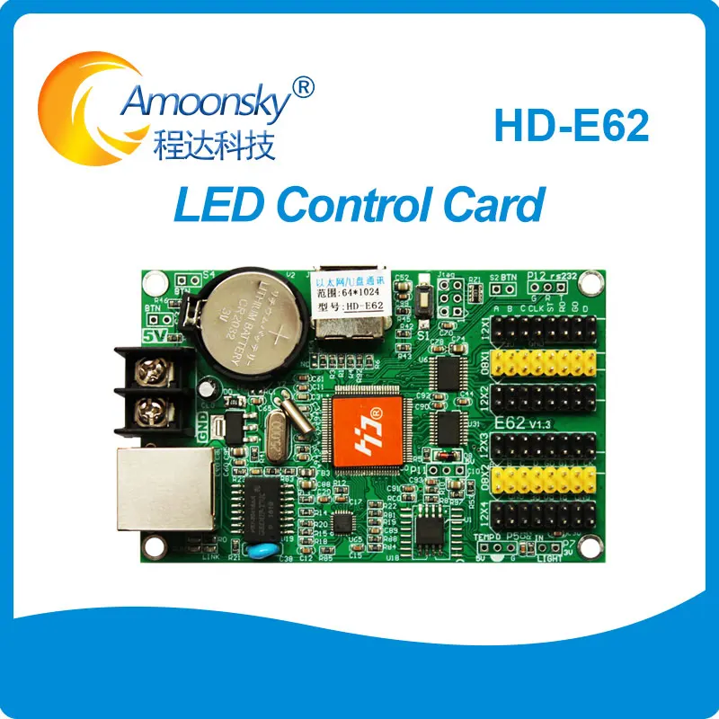 Huidu Control System Async Single Dual Color Control Card HD E62 E63 E64 Controller for LED Module LED Panel P5 P8 P10 320*160mm