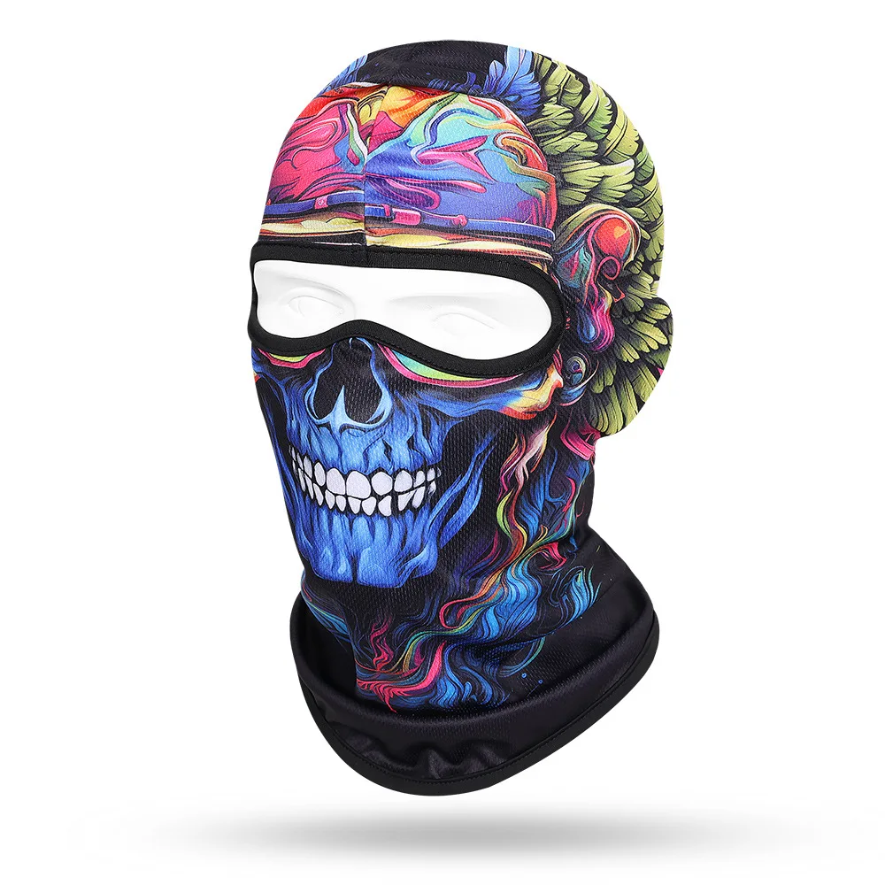 Men's Breathable Skull Print Full Face Cap, Anti-UV Windproof Balaclava, Hiking, Camping, Fishing, Cycling Headwear, Dry Quick,