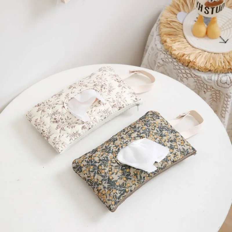 26x15cm Floral Baby Diaper Pad Storage Tote Bag, Portable Wet Wipes / Milk Powder / Toy Organizer for Mom & Baby