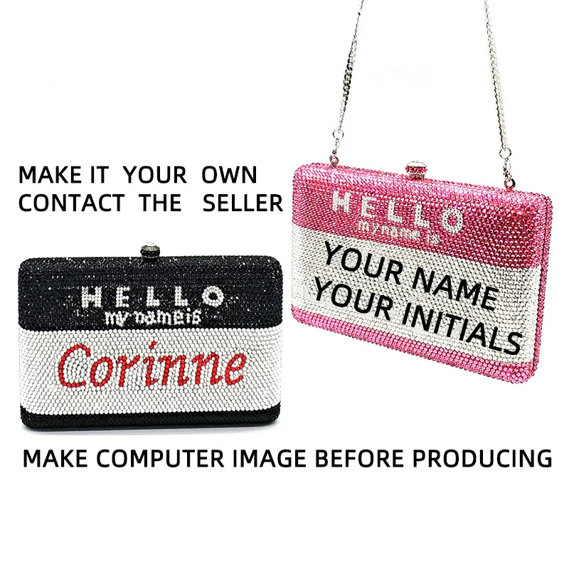 

Make it your own Customize luxuries design Bridal wedding party purses women evening party diamonds name crystal clutches