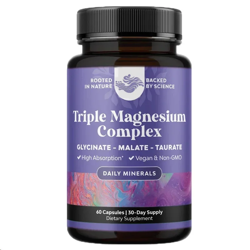 

Triple Magnesium Complex 60 Capsules of Magnesium Taurate and Glycine with Magnesium Malate, Used for Musculoskeletal Purposes