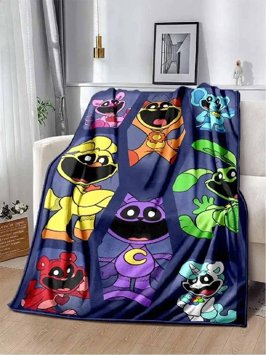 Cute Cartoon Smiling Critters Logo Throw Blanket for Living Room  Bedroom Warm Cozy Sofa Bed Blanket Gift
