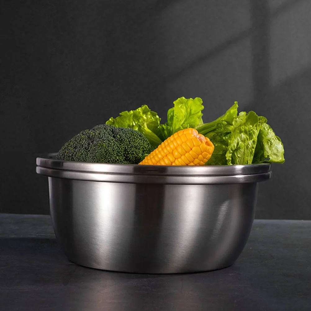 

1 set Stainless Steel Fruit Vegetable Washing Drain Basket Fine Hole Design Multi-Function Strainer Bowl For Kitchen