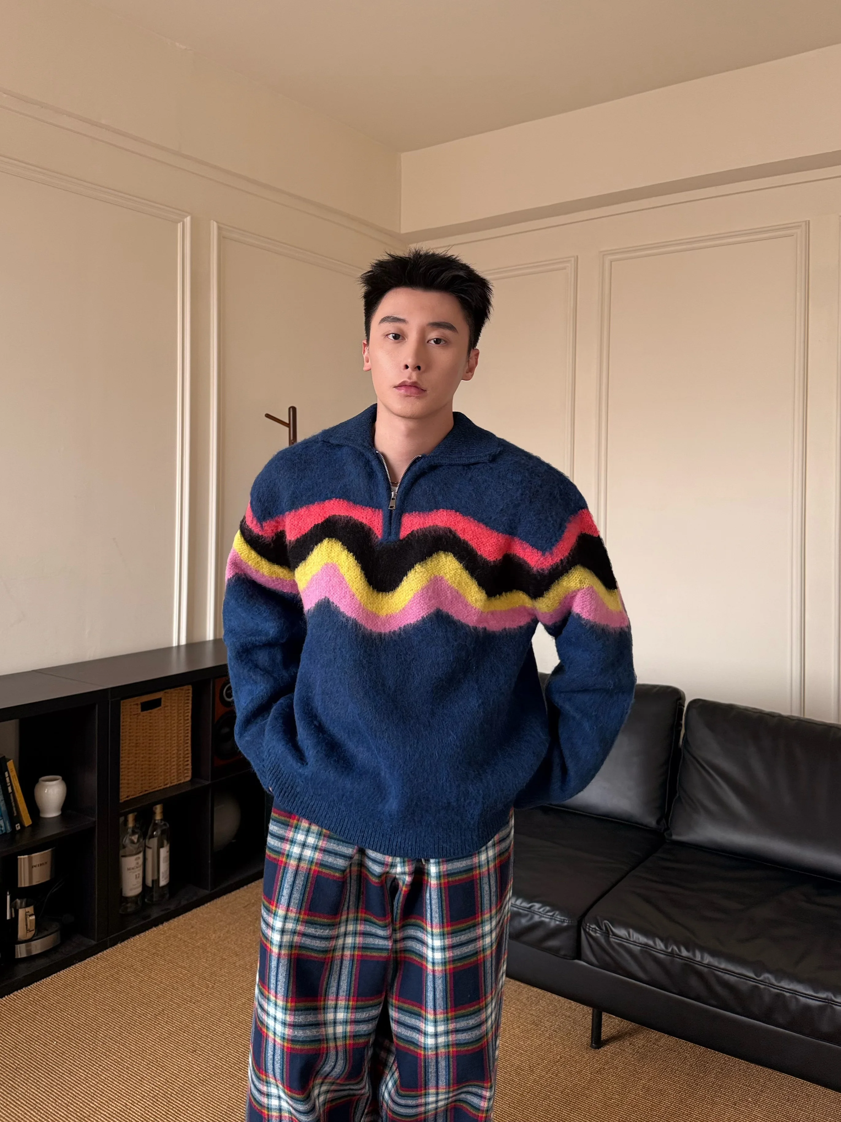 Fashion Striped Contrast Color Sweaters Men Women 2025 Autumn Winter New Loose Pullover Knitted Tops Couple Colorful Knitwears