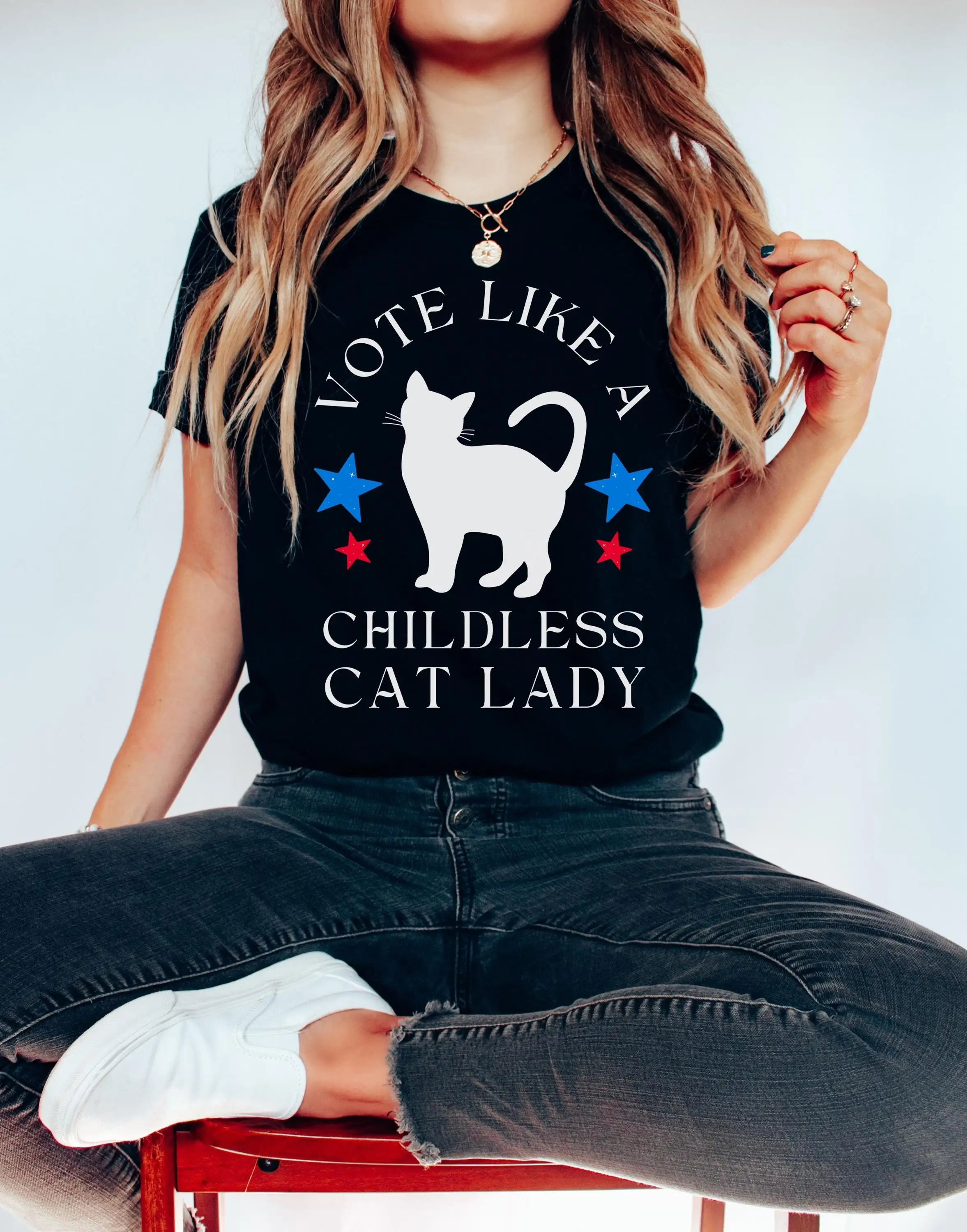 Kamala Harris 2024 Shirt Childless Cat Lady  President Womens T-Shirt New Style Hot Sale  Unisex  High Quality Cotton O-neck