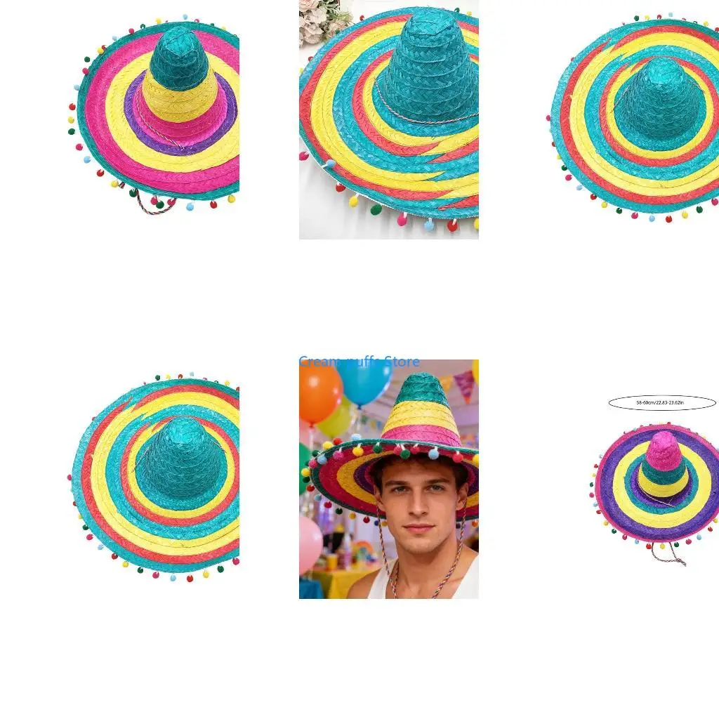 50LE Multiuse Straw Hat Mexico Sun Hat For Adult Outdoor Activity And Cultural Event