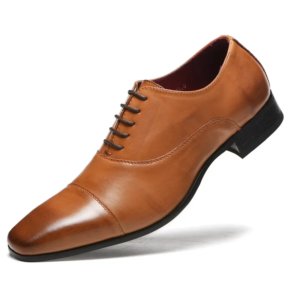 Chaussures en cuir pour hommes, chaussures provoqué d'affaires, chaussures décontractées tout assorties, absorbant les chocs, chaussures à degrés, chaussure zones me