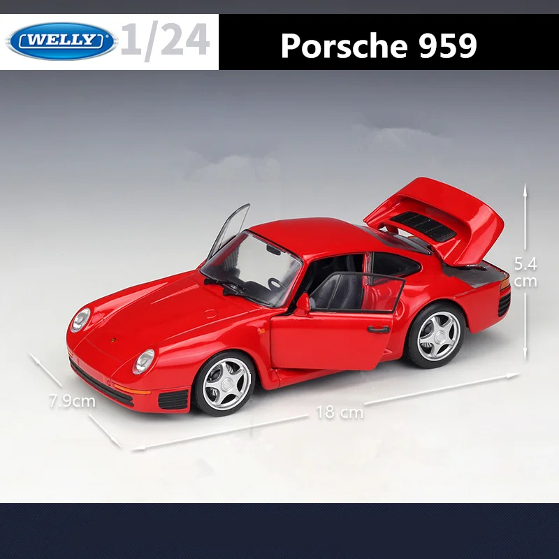 WELLY 1:24 Porsche 959 Alloy Sports Car Model Diecasts Metal Racing Vehicles Car Model Simulation Collection Childrens Toys Gift