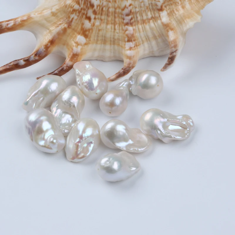 

15-17mm Middle Size White Natural Real Loose Freshwater Fireball Baroque Pearl Beads