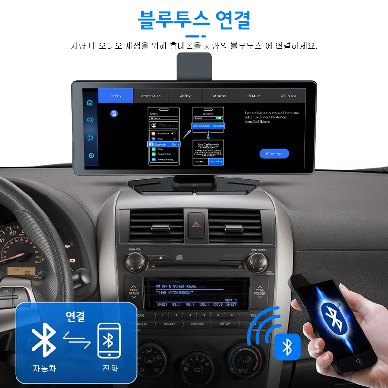 E-ACE 자동차 DVR 대시캠, 4K, 10.26 인치, 1080P, GPS, 와이파이, 블루투스, 안드로이드, 자동 소니 센서, 나이트 비전 비디오 녹음기, 블랙 박스