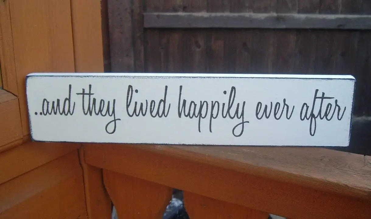 e1, letrero de boda Shabby Chic de HOUVSSEN, letrero rectangular de estaño/metal, es, que viven la felicidad de siempre después, soporte de pared, decoración del hogar