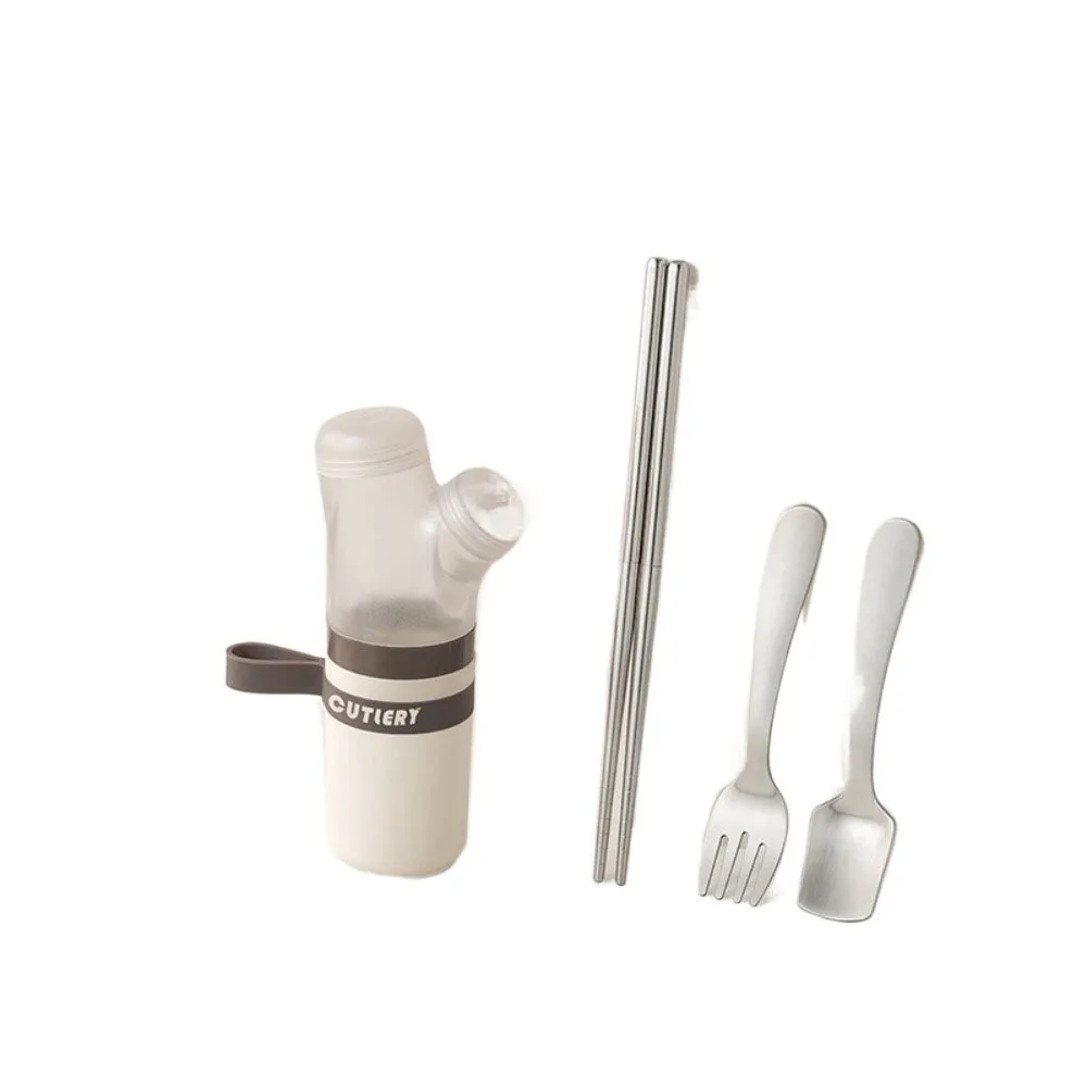 

Dopamine Spoon and Chopstick Set Stainless Steel Scallion Shape Cutlery Storage Box with Storage Case Spoon Fork for Home
