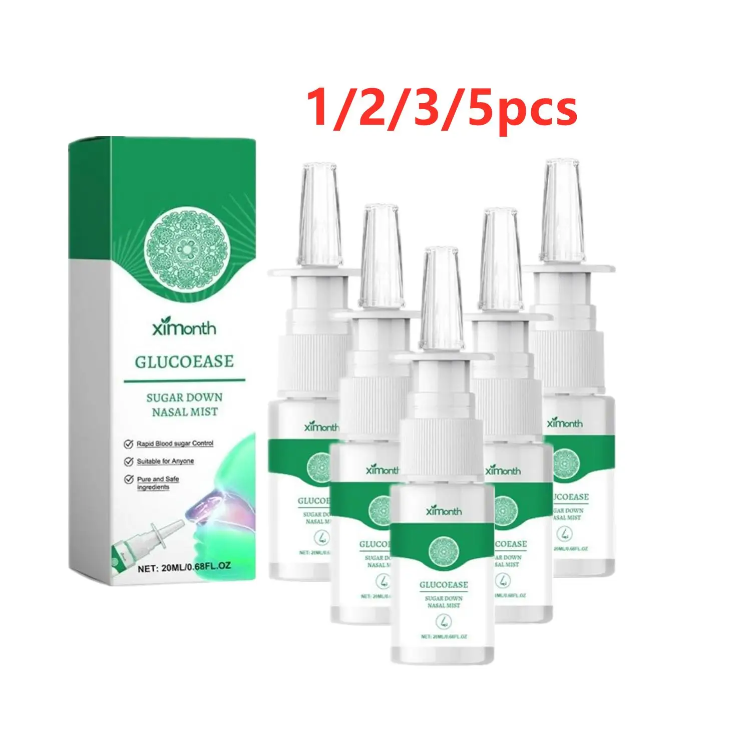 1/2/3/5PCS 20ml Relief Nasal Spray Hypoglycemic Diabetes Discomfort Treatment Care Oral Cleaning Repair Nasal Spray