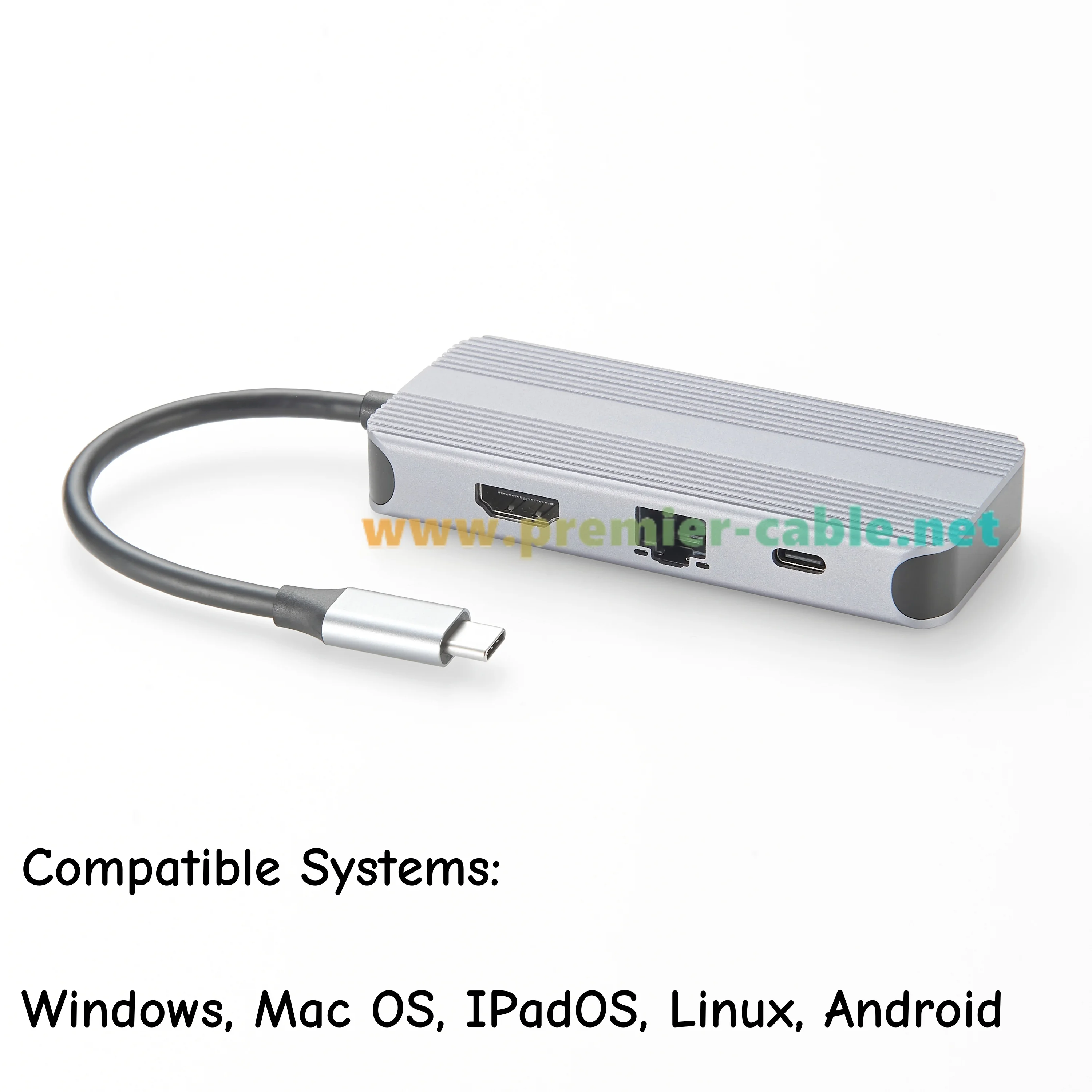 6-in-1 USB Typ-C Hub Dockingstation mit 1Gbps RJ45 Ethernet, 4K30Hz HDMI 1.4, PD60W OTG Splitter – Detail 3