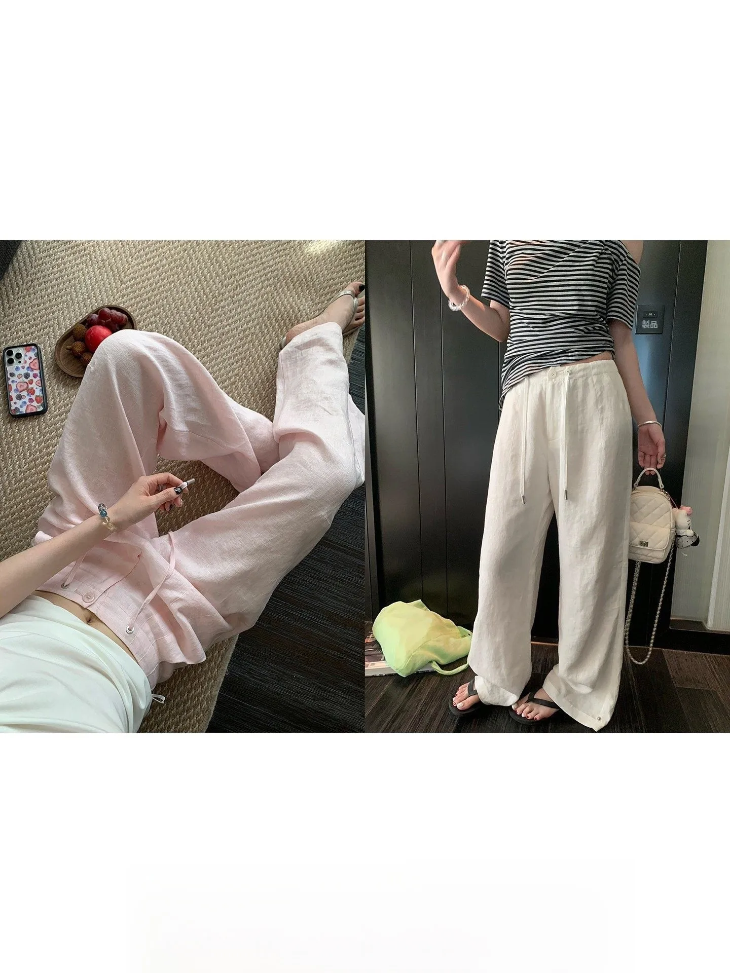 

Waed Linen Loose Casual Pants Straight Leg Women Summer Comfortable Breathable High Waist Commute Sle Simple Design