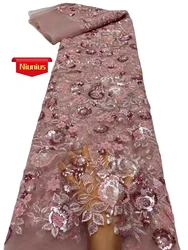 2025Best Quality Latest Elegant Luxurious Beaded Tube Lace with Heavior Stones Fabric for Wedding Evening Dresses NN3688_R