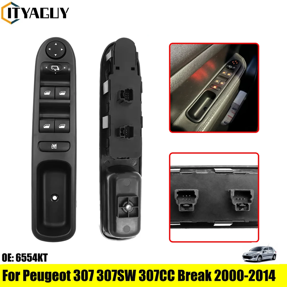 6554.KT 6554KT Front Left Side Car Electric Master Window Switch For Peugeot 307 Break 2000-2014 307SW 2002-2014 307CC 2003-2014