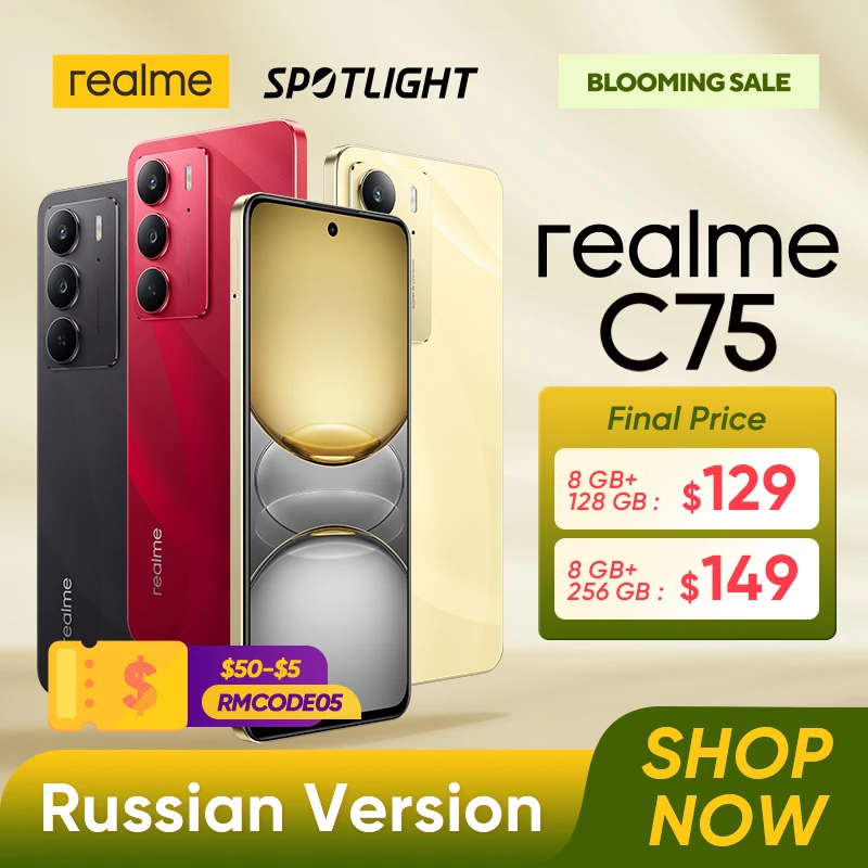 [World Premiere] realme C75 Smartphone Helio G92 Max Chipset 5828mAh Battery 45W Charge 6.72'' 90Hz Display 50MP Camera NFC IP69