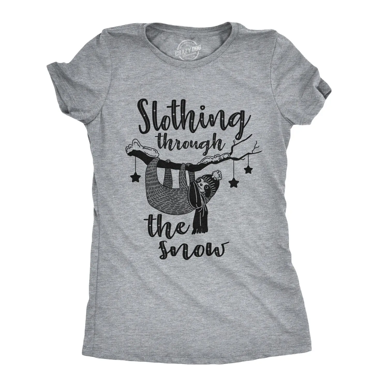 

Womens Slothing Through The Snow Tshirt Funny Christmas Carol Sloth Tee