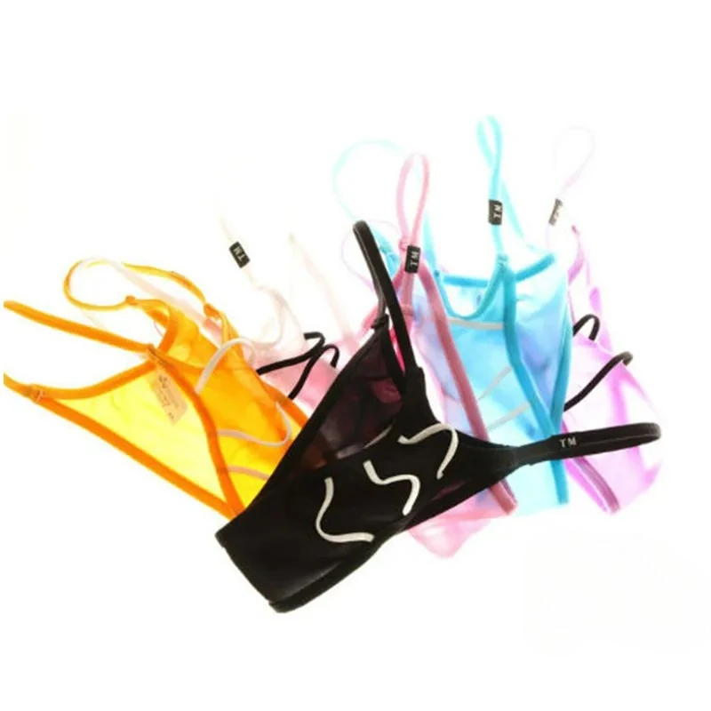 Double Strap Nylon Briefs for Men Sexy Low Rise Elastic Contrast Line Breathable Daily Underwear