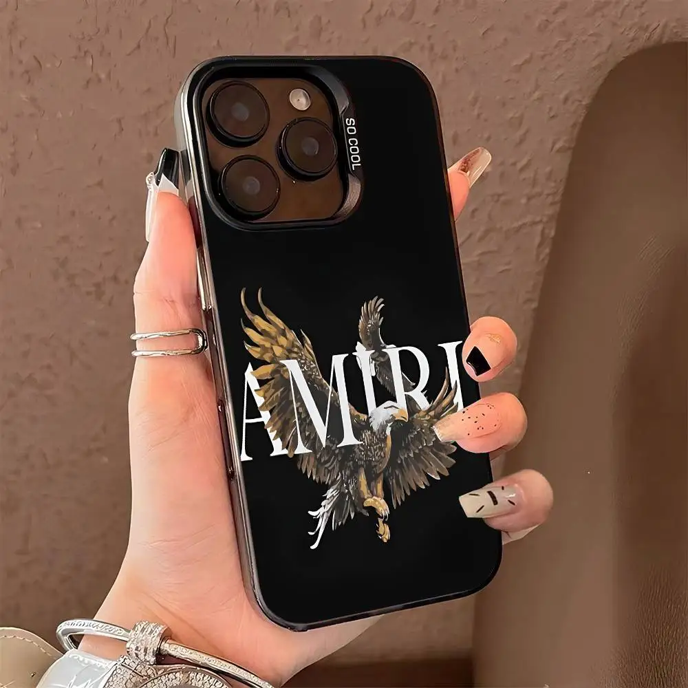 1PC Luxury Design A-Amiries Phone Case For IPhone 17 Air 16 15 14 13 12 11 Pro Max Plus Color Shockproof Back Silver Cove