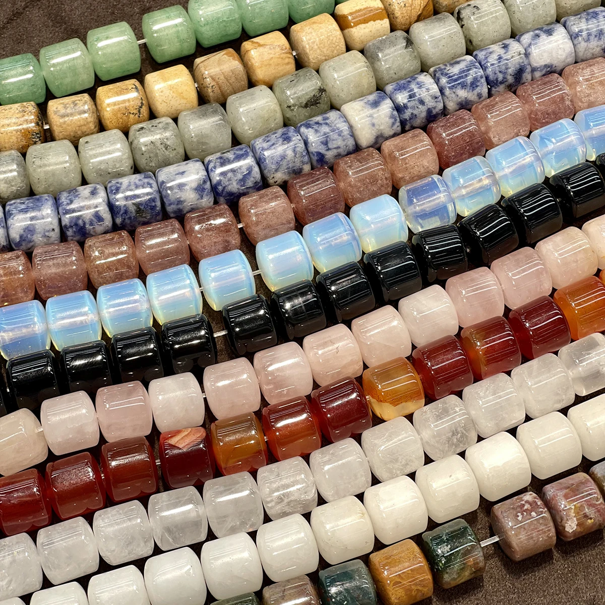 40PCS 10mm Semi-finished Barrel-shaped Beads Natural Crystal Beads for Jewelry Making DIY Necklaces Bracelets and Accessories