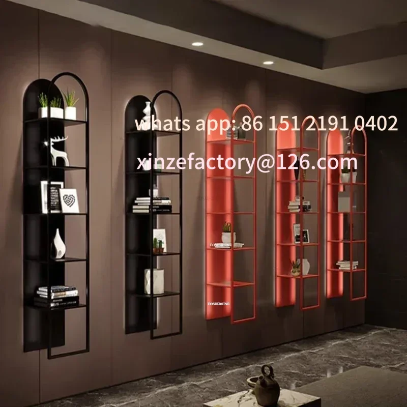

Customizable Nordic Iron Storage Wine Rack Wall-mounted Wine Cabinets with Light Home Display Rack Multi-layer Boo