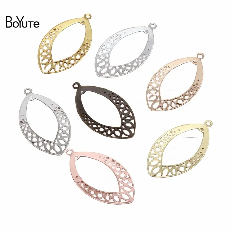 

BoYuTe (50 Pieces/Lot) 20*37MM Metal Brass Filigree Leaf Pendant Charms DIY Jewelry Making Materials