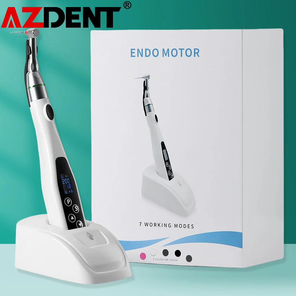 Azdent Dental Wireless Endo Handpiece with LED 16:1 Root Canal Endo Motor Contra Angle Endodontic Treatment Tools Dentistry