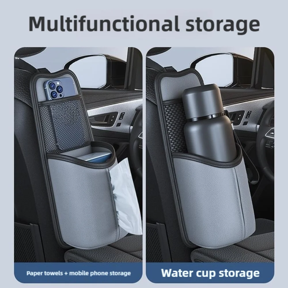 بو الجلود سيارة زجاجة ماء حامل متعدد الوظائف مقعد الجانبين حقيبة التخزين الأنسجة المنظم معلقة زجاجات المياه الرف